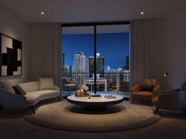 One Twenty Brickell Residences Living Room